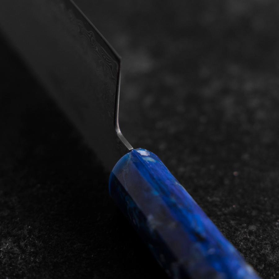 Nakiri VG-10 Damast Blauer Ozeanplastik Griff 165mm-[Musashi]-[Japan-Küchenmesser]