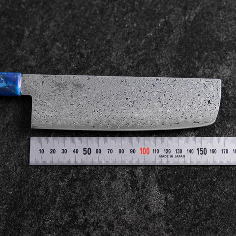 Nakiri VG-10 Damast Blauer Ozeanplastik Griff 165mm-[Musashi]-[Japan-Küchenmesser]