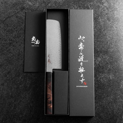 Nakiri VG-10 Damast Brauner Birkenholz Griff 165mm-[Musashi]-[Japan-Küchenmesser]