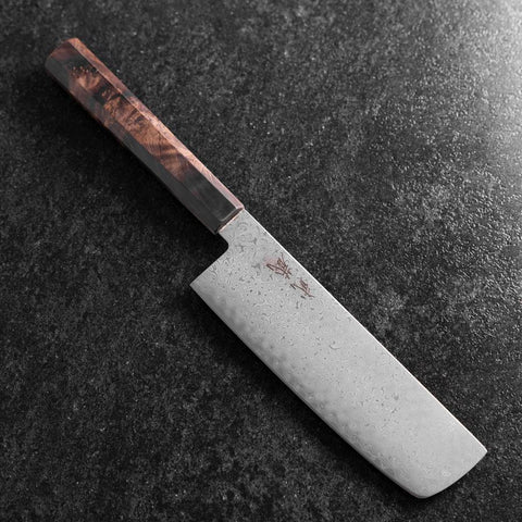 Nakiri VG-10 Damast Brauner Birkenholz Griff 165mm-[Musashi]-[Japan-Küchenmesser]