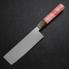 Nakiri VG-10 Damast Büffelhorn-Ahorn Griff Dunkles Rosa 170mm-[Musashi]-[Japan-Küchenmesser]