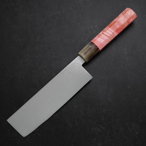 Nakiri VG-10 Damast Büffelhorn-Ahorn Griff Dunkles Rosa 170mm-[Musashi]-[Japan-Küchenmesser]