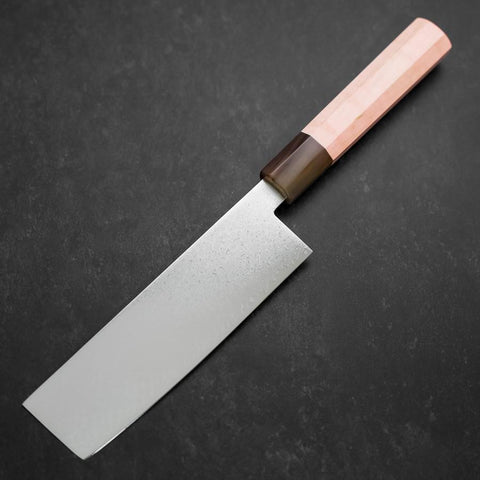 Nakiri VG-10 Damast Büffelhorn und Ahorn Griff in Hellem Rosa 170mm-[Musashi]-[Japan-Küchenmesser]