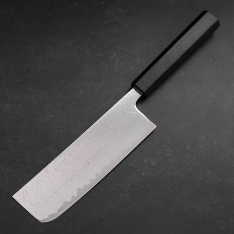 Nakiri VG-10 Damast Dunkelblauer Urushi Griff 165mm-[Musashi]-[Japan-Küchenmesser]