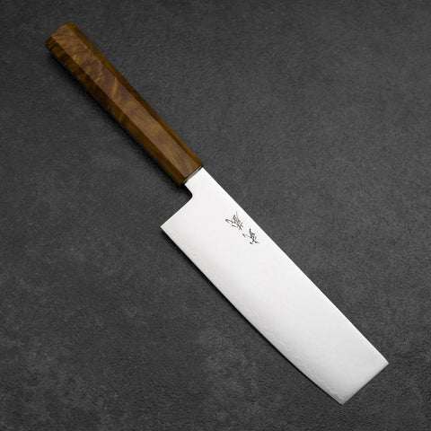 Nakiri VG-10 Damast Gelb-Brauner Birkenholz Griff 170mm-[Musashi]-[Japan-Küchenmesser]
