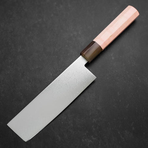 Nakiri VG-10 Damast Hellrosa Büffelhorn und Ahornholz Griff 170mm-[Musashi]-[Japan-Küchenmesser]