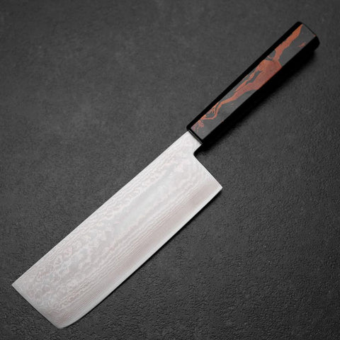 Nakiri VG-10 Damast Roter Urushi Griff 170mm-[Musashi]-[Japan-Küchenmesser]