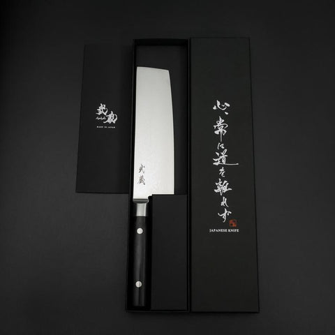 Nakiri VG-10 Damast Runder Westlicher Schwarzer Griff 170mm-[Musashi]-[Japan-Küchenmesser]