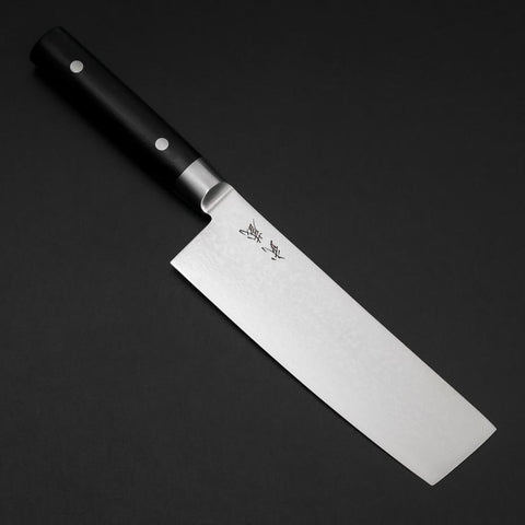Nakiri VG-10 Damast Runder Westlicher Schwarzer Griff 170mm-[Musashi]-[Japan-Küchenmesser]