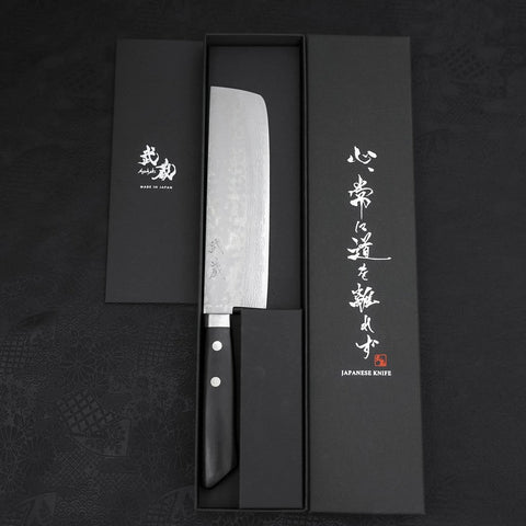 Nakiri VG-10 Damast Schwarzer Westlicher Griff 165mm-[Musashi]-[Japan-Küchenmesser]