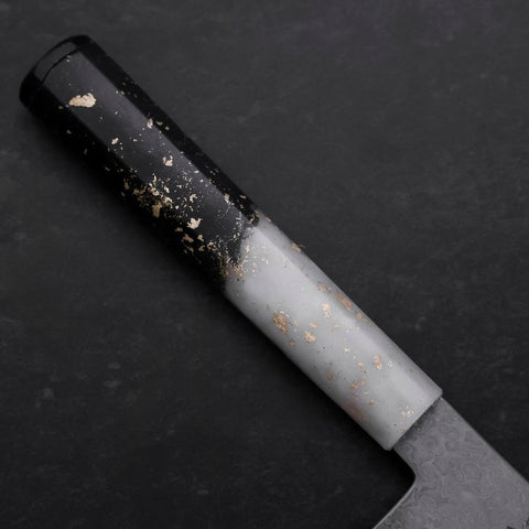 Nakiri VG-10 Damast Weiß-Schwarzer Ozeanplastik Griff mit Blattgold 165mm-[Musashi]-[Japan-Küchenmesser]