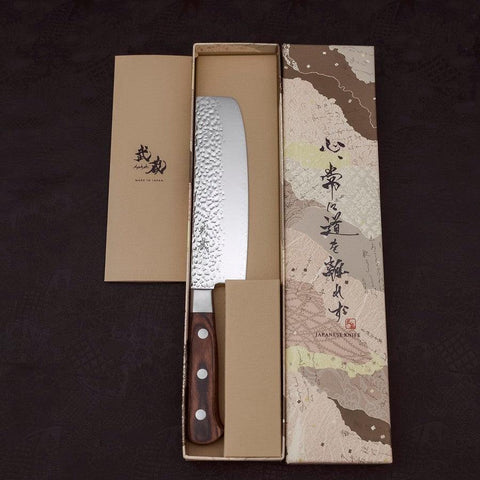 Nakiri VG-10 Kagami Tsuchime Damast Mahagoni Griff 165mm-[Musashi]-[Japan-Küchenmesser]