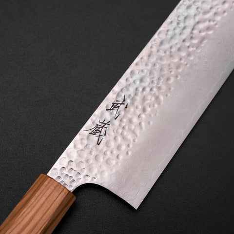 Nakiri VG-10 Kagami Tsuchime Damast Olivenholz Griff 170mm-[Musashi]-[Japan-Küchenmesser]