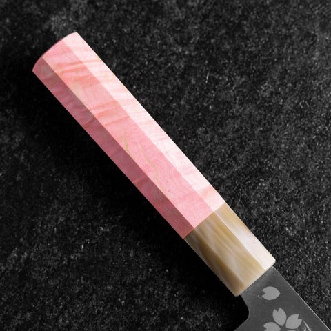 Nakiri VG-10 Poliert Sakura Büffelhorn und Dunkelrosa Ahornholz Griff 165mm-[Musashi]-[Japan-Küchenmesser]