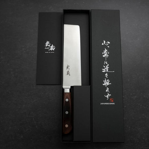 Nakiri VG-10 Polished Western Mahogany Handle 170mm (6.7”)-[Musashi]-[Japan-Küchenmesser]