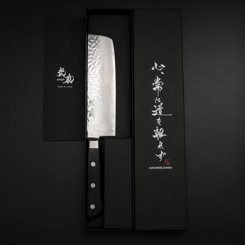 Nakiri VG-10 Tsuchime Damascus Western Black Handle 165mm-[Musashi]-[Japanese-Kitchen-Knives]