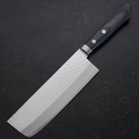 Nakiri VG-10 Tsuchime Damascus Western Blue Handle 165mm (6.5”)-[Musashi]-[Japan-Küchenmesser]