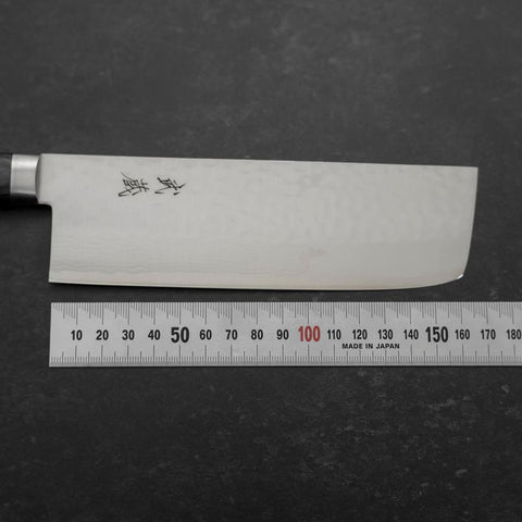 Nakiri VG-10 Tsuchime Damascus Western Blue Handle 165mm (6.5”)-[Musashi]-[Japan-Küchenmesser]