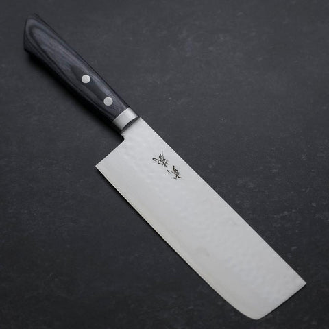 Nakiri VG-10 Tsuchime Damast Blauer Westlicher Griff 165mm-[Musashi]-[Japan-Küchenmesser]