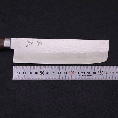 Nakiri VG-10 Tsuchime Damast Brauner Westlicher Griff 165mm-[Musashi]-[Japan-Küchenmesser]