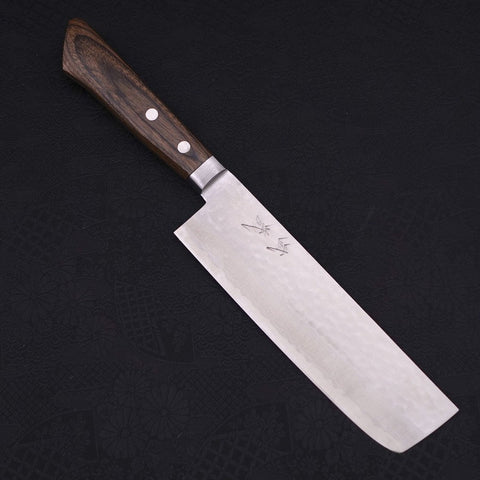 Nakiri VG-10 Tsuchime Damast Brauner Westlicher Griff 165mm-[Musashi]-[Japan-Küchenmesser]
