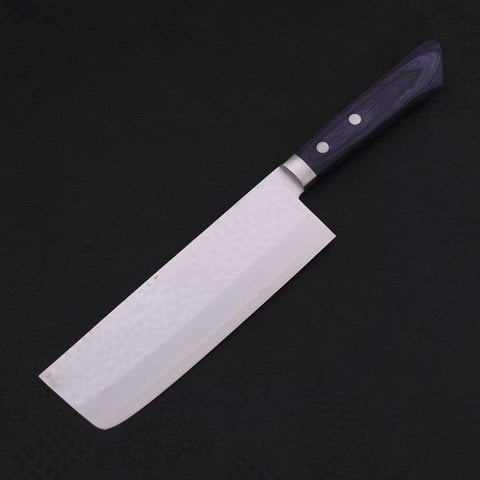 Nakiri VG-10 Tsuchime Damast Dunkelblauer Westlicher Griff 165mm-[Musashi]-[Japan-Küchenmesser]