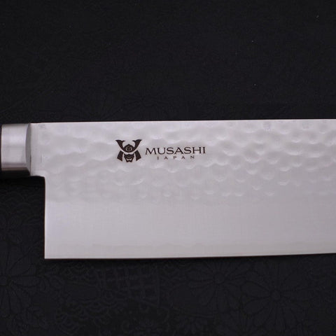 Nakiri VG-10 Tsuchime Damast Dunkelblauer Westlicher Griff 165mm-[Musashi]-[Japan-Küchenmesser]