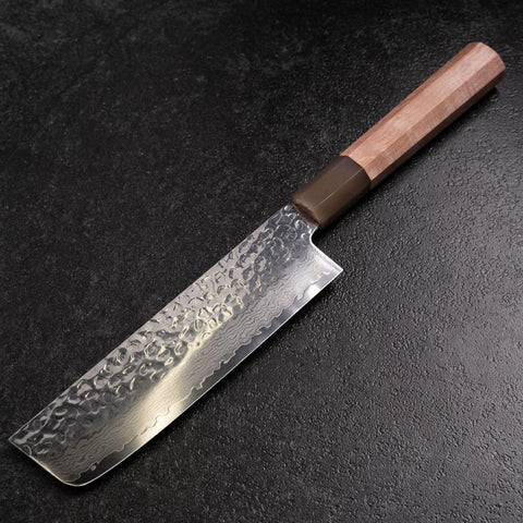 Nakiri VG-10 Tsuchime Damast Hell-Rosa Büffelhorn und Ahornholz Griff 170mm-[Musashi]-[Japan-Küchenmesser]