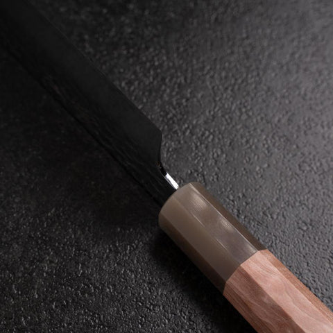 Nakiri VG-10 Tsuchime Damast Hell-Rosa Büffelhorn und Ahornholz Griff 170mm-[Musashi]-[Japan-Küchenmesser]