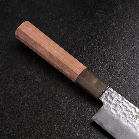 Nakiri VG-10 Tsuchime Damast Hell-Rosa Büffelhorn und Ahornholz Griff 170mm-[Musashi]-[Japan-Küchenmesser]