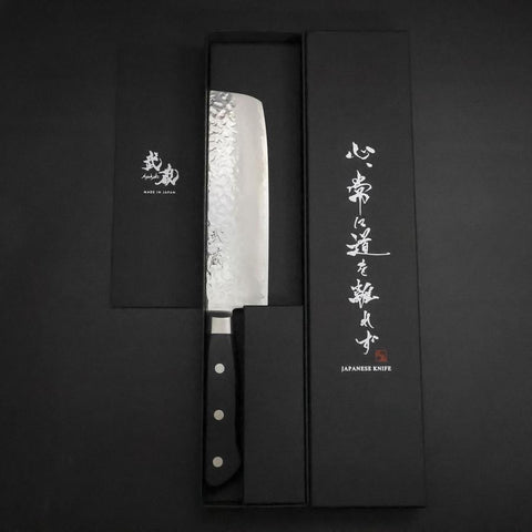 Nakiri VG-10 Tsuchime Damast Schwarzer Westlicher Griff 165mm-[Musashi]-[Japan-Küchenmesser]