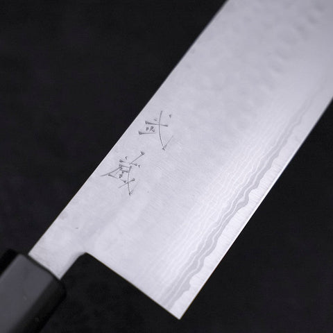 Nakiri VG-10 Tsuchime Damast Walnussholz Griff 165mm-[Musashi]-[Japan-Küchenmesser]