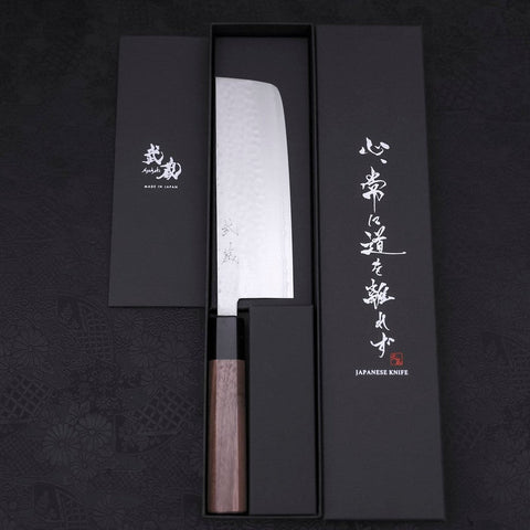 Nakiri VG-10 Tsuchime Damast Walnussholz Griff 165mm-[Musashi]-[Japan-Küchenmesser]