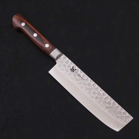 Nakiri VG-10, Tsuchime Damast Westlicher Griff, 165mm-[Musashi]-[Japan-Küchenmesser]