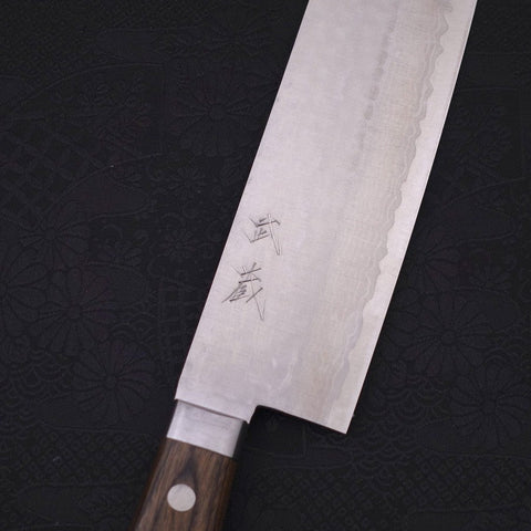 Nakiri VG-10, Tsuchime Damast Westlicher Griff in Braun, 165mm-[Musashi]-[Japan-Küchenmesser]