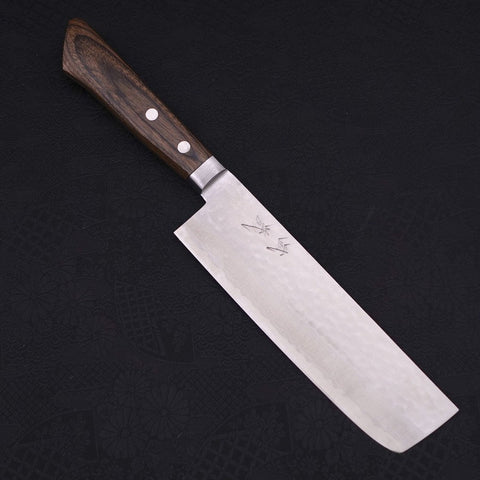 Nakiri VG-10, Tsuchime Damast Westlicher Griff in Braun, 165mm-[Musashi]-[Japan-Küchenmesser]