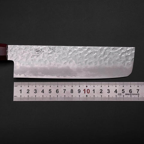 Nakiri VG-10 Tsuchime Grauer Rosenholz Griff 165mm-[Musashi]-[Japan-Küchenmesser]