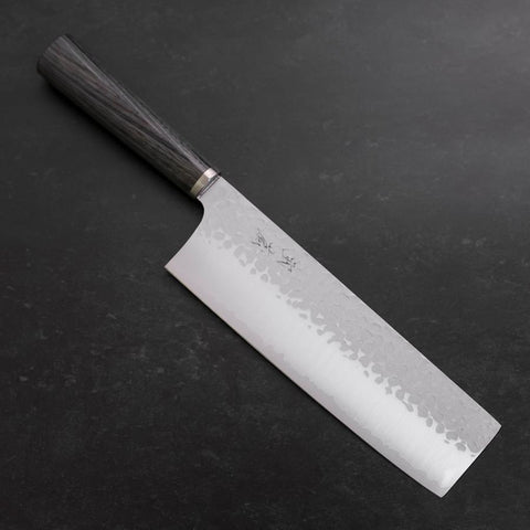 Nakiri VG-10 Tsuchime Kohlefarbener Kirschholz Griff 180mm-[Musashi]-[Japan-Küchenmesser]