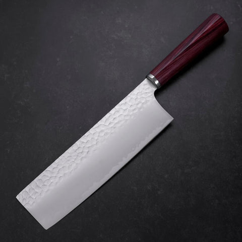 Nakiri VG-10 Tsuchime Runder Lila Griff 180mm-[Musashi]-[Japan-Küchenmesser]