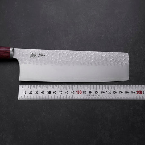 Nakiri VG-10 Tsuchime Runder Lila Griff 180mm-[Musashi]-[Japan-Küchenmesser]