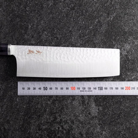 Nakiri VG-10 Tsuchime Runder Lila Griff 180mm-[Musashi]-[Japan-Küchenmesser]