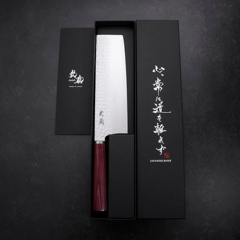 Nakiri VG-10 Tsuchime Runder Lila Griff 180mm-[Musashi]-[Japan-Küchenmesser]