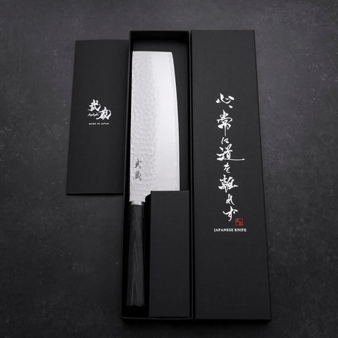 Nakiri VG-10 Tsuchime Runder Lila Griff 180mm-[Musashi]-[Japan-Küchenmesser]