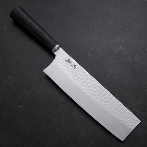Nakiri VG-10 Tsuchime Runder Lila Griff 180mm-[Musashi]-[Japan-Küchenmesser]