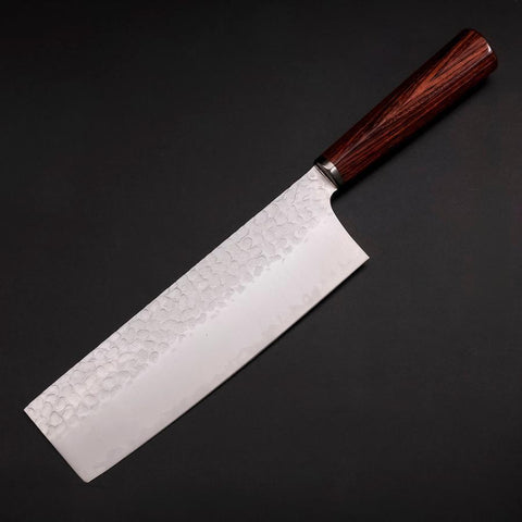 Nakiri VG-10 Tsuchime Runder Mahagoni Griff 180mm-[Musashi]-[Japan-Küchenmesser]