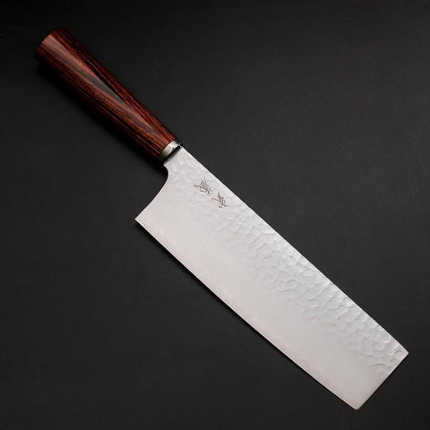 Nakiri VG-10 Tsuchime Runder Mahagoni Griff 180mm-[Musashi]-[Japan-Küchenmesser]