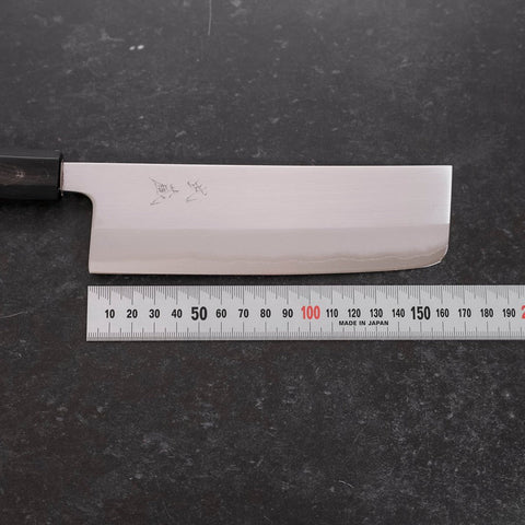 Nakiri White Steel #1 Edelstahlummantelung, Büffelhorn und Magnolie Griff, 165mm-[Musashi]-[Japan-Küchenmesser]