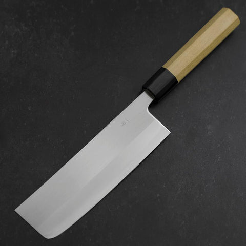Nakiri White Steel #1 Edelstahlummantelung Büffelhorn und Magnolienholz Griff 165mm-[Musashi]-[Japan-Küchenmesser]