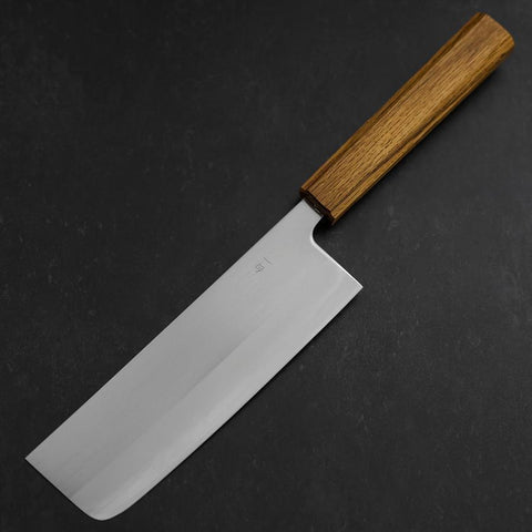 Nakiri White Steel #1 Edelstahlummantelung Poliert Eichenholz Griff 165mm-[Musashi]-[Japan-Küchenmesser]