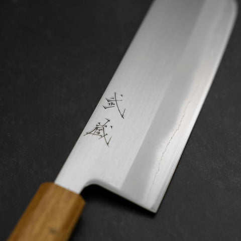 Nakiri White Steel #1 Edelstahlummantelung Poliert Eichenholz Griff 165mm-[Musashi]-[Japan-Küchenmesser]